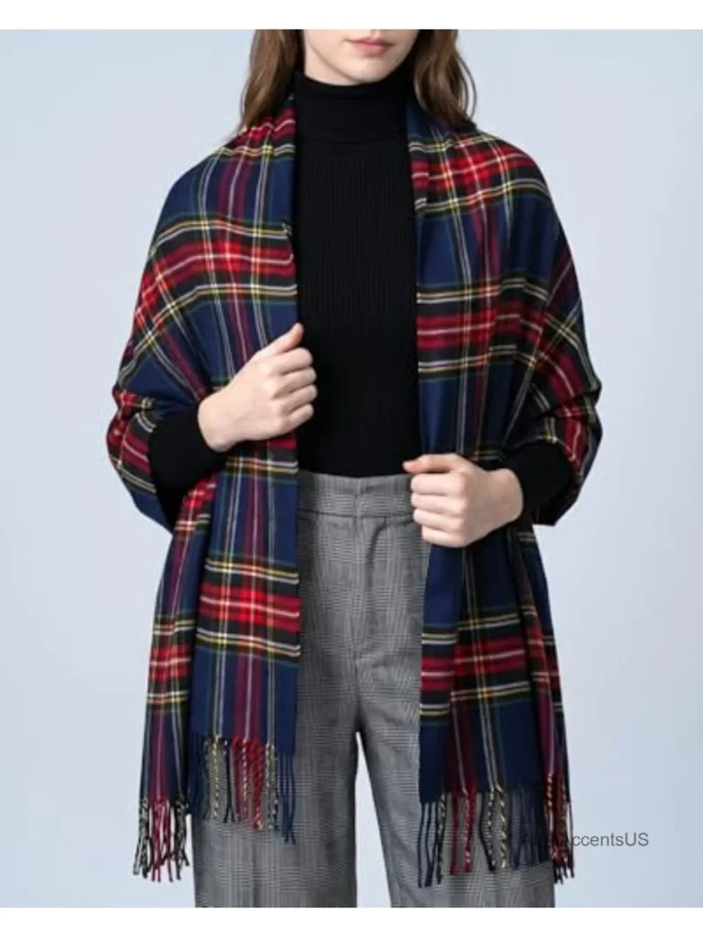 Oversized Scottish Tartan Plaid Shawl Wrap – Soft Cashmere Feel, Winter Scarf,